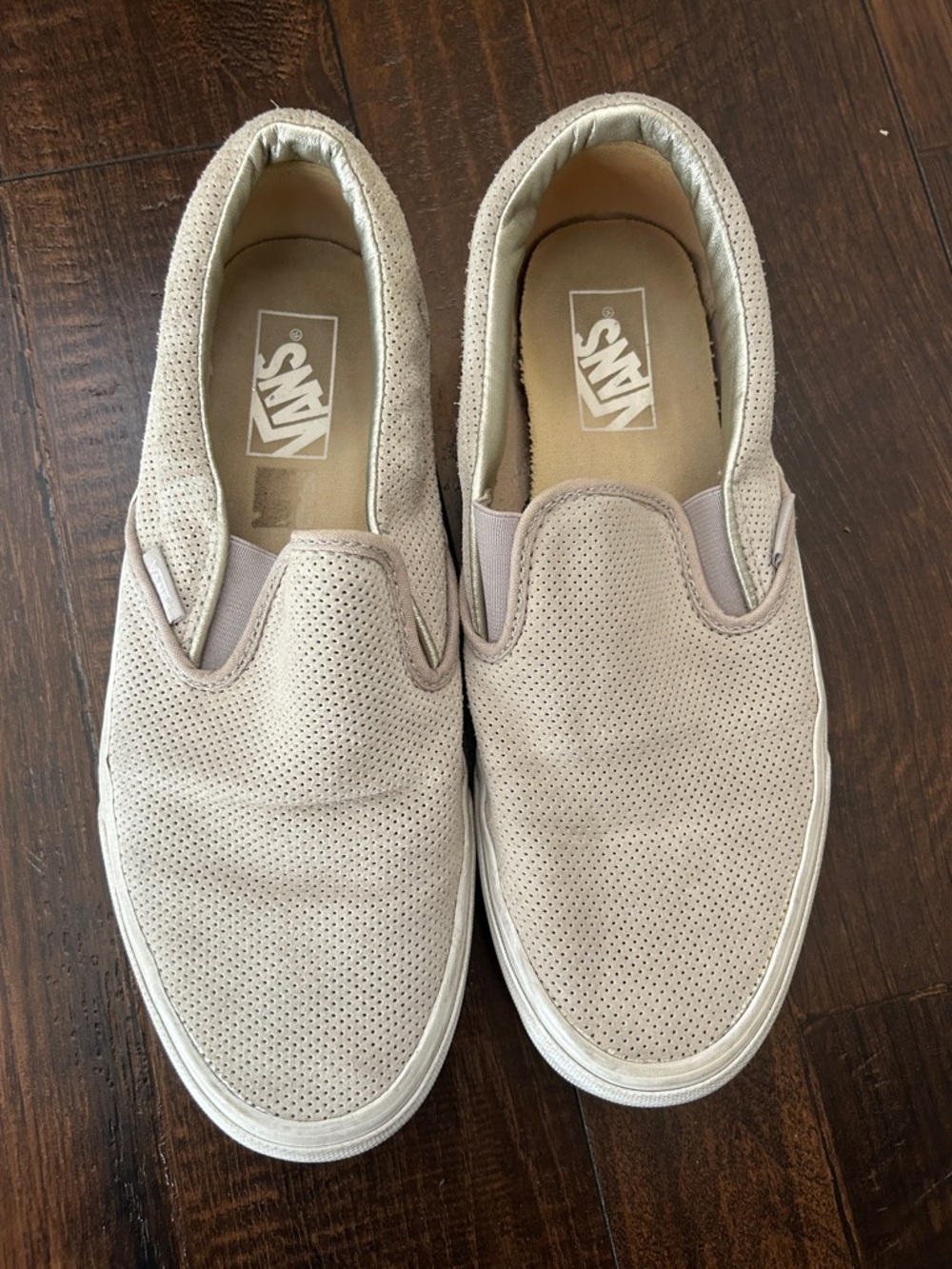 Vans Slip-On Perforated Suede Loafers - Light Beige